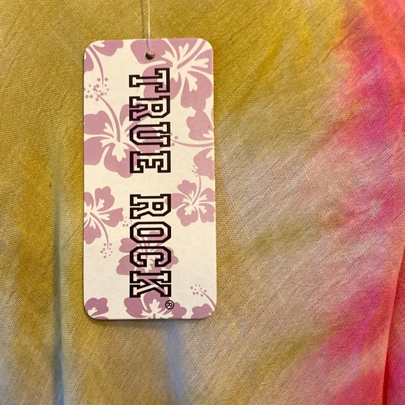 NWT True Rock Free Size Dress Tie Dye Embroidered Appliqued Crew Neck Point Hem - Picture 5 of 7